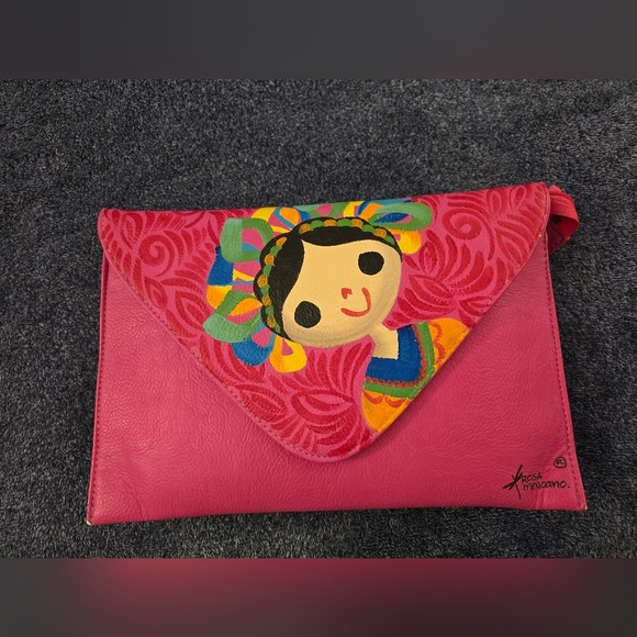 Rosa Mexicano Hand-Painted Women's Crossbody or Covertible Clutch - Picture 6 of 11